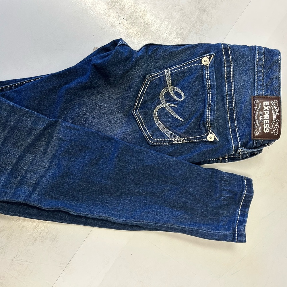 Express Blue Denim Jeans Legging Low Rise